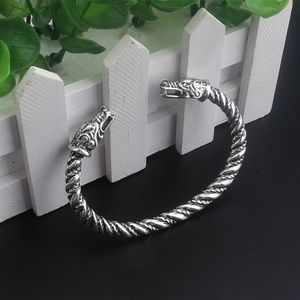 Fenrir Wolves Viking Pagan Ragnar Cuff Bracelet